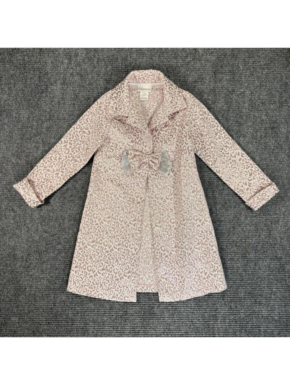 Sweet Heart Rose Girls Pink Leopard Coat Bow Size 6X